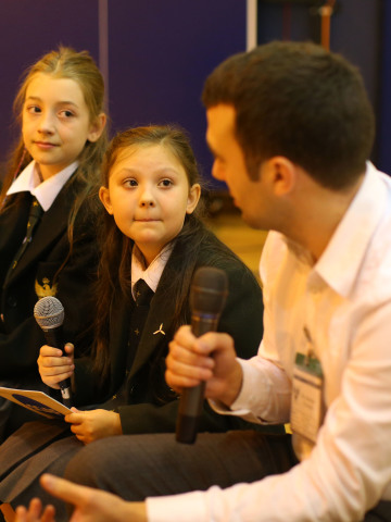 Cover - St Aloysius pupils with Mark Booker