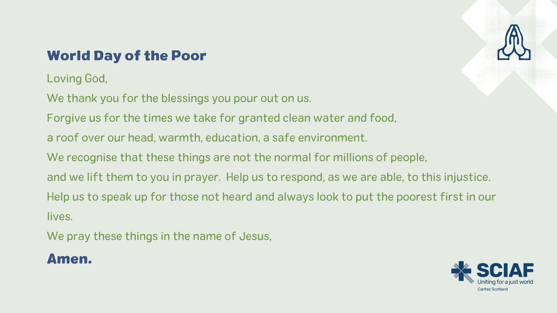 World Day of the poor 2022 prayer