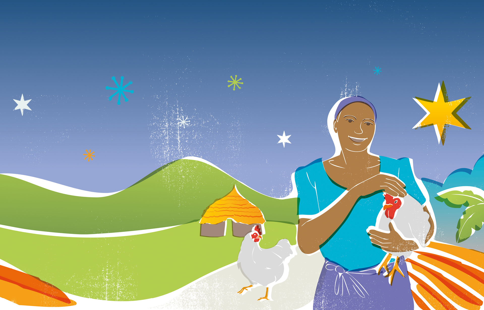 Real Gift graphic showing participant holding a chicken