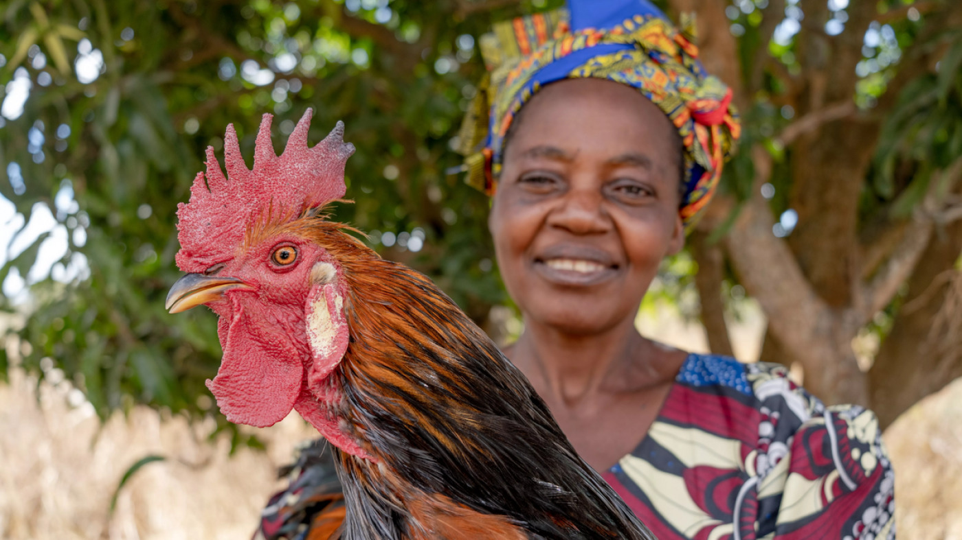 Woman with chicken