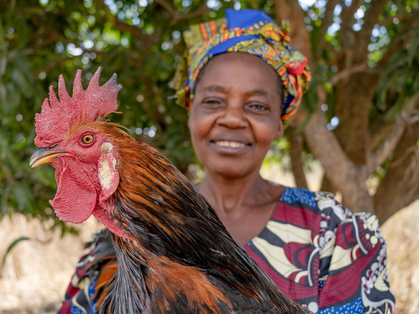 Woman with chicken