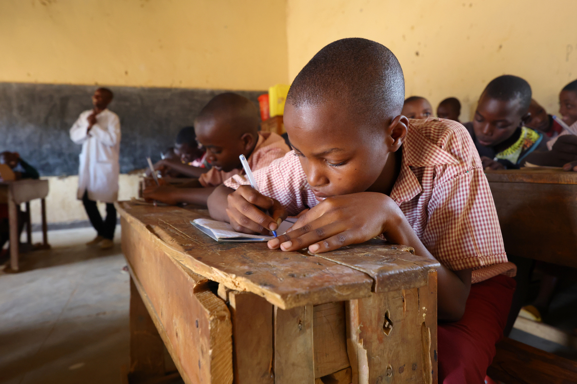 Gedeline at school, Rwanda