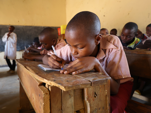 Gedeline at school, Rwanda