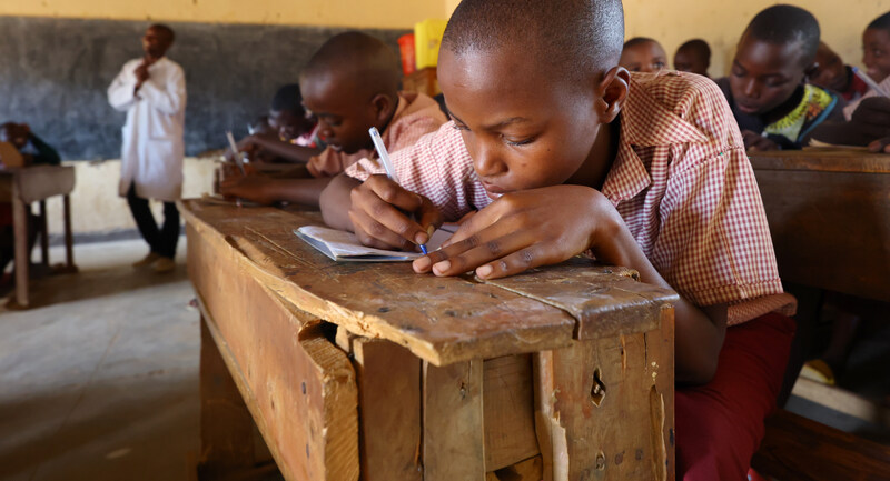 Gedeline at school, Rwanda
