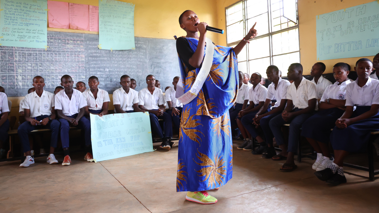 Anti GBV club in a school in Rwanda