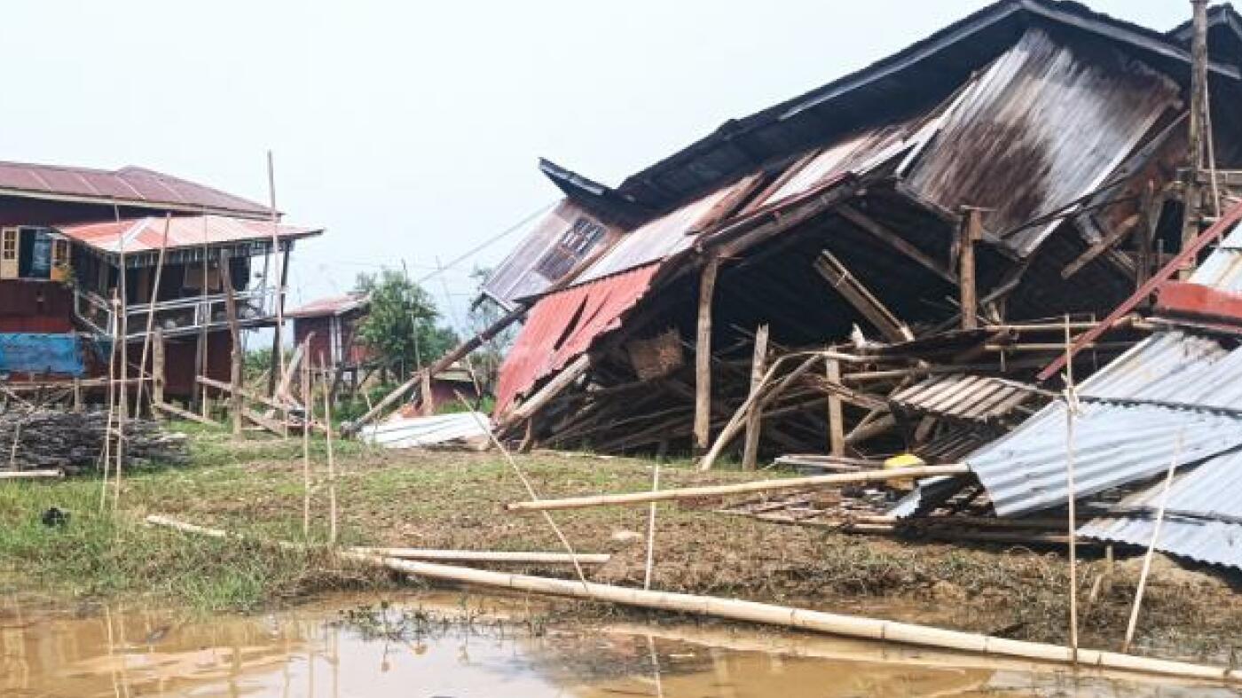 Collapsed buildings in Myanmar
