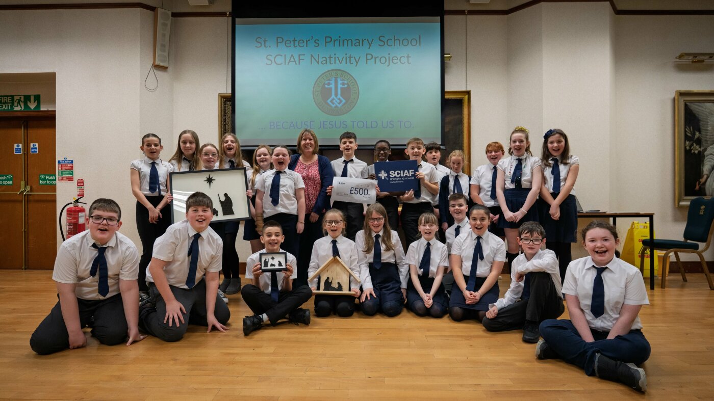 St Peters Primary pupils smiling at camera