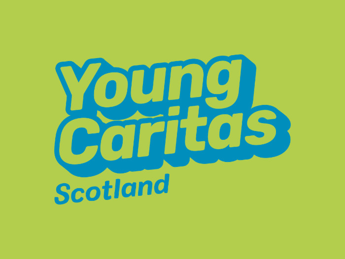 Young caritas logo green background